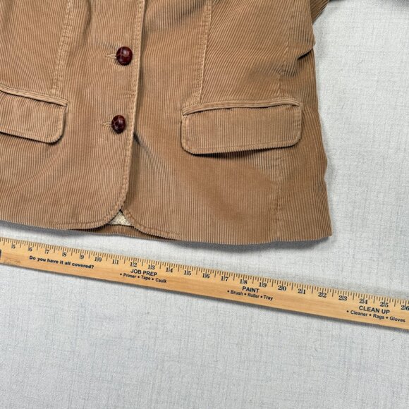 L.L. Bean Corduroy Blazer Tan Cotton Lined Three-Button Jacket Size 14 Reg - Picture 10 of 12